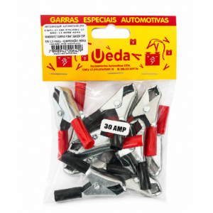 Kit com 5 Pares de Garras Jacaré para Bateria 30A com Isolamento